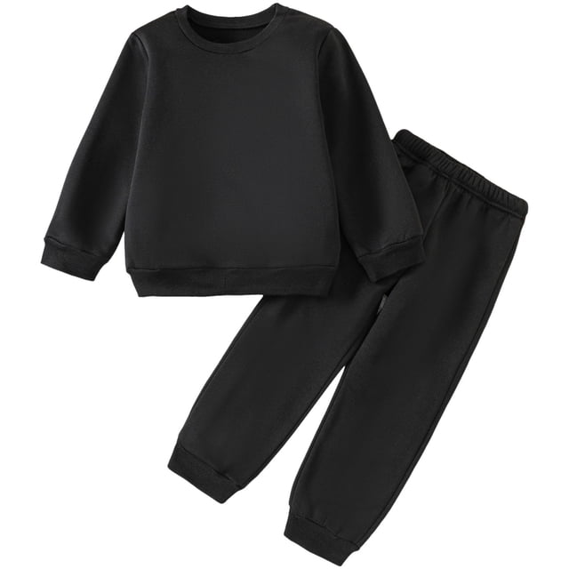 Two Piece Set For Boys And Girls Round Neck Long Sleeve Sweatshirt And Sweatpants Suit In Multiple Colors