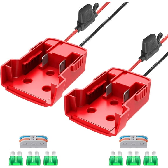 2 Packs Power Wheel Adapter for Milwaukee M18 Battery Adapter 18V Power Wheels Battery Converter with Fuses & Wire Terminals, 12AWG Wire, Power Connector for DIY Rc Car Toys, Robotics and Rc Truck