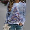thumbnail image 2 of Feancey Womens Christmas Tops Plus Size Xmas Tree Graphic Long Sleeve T Shirts Holiday Casual Round Neck Loose Tunics Dressy Party Blouse Multicolor6 XL, 2 of 8