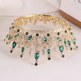 thumbnail image 3 of Nvzi Tiara de boda para novia, diadema de princesa, corona de novia, joyería para el cabello con diamantes de imitación de cristal,graduación, boda, fiesta de disfraces (verde), 3 of 3