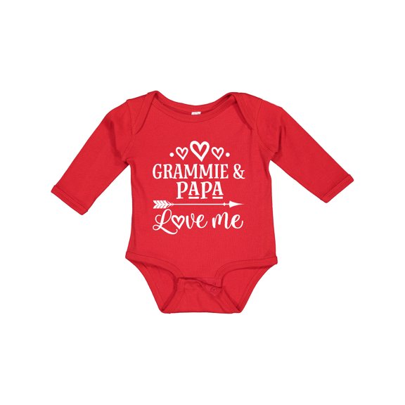 Inktastic Grammie and Papa Love Me Boys or Girls Long Sleeve Baby Bodysuit