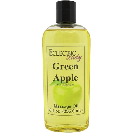 Green Apple Massage Oil by Eclectic Lady, 8 oz, Sweet Almond Oil and Jojoba Oil