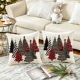 thumbnail image 6 of Christmas Winter Pillow Covers 18x18 Inch Set of 2 Red and Black Xmas Trees Decorative Throw Pillow Cover Watercolor Nature Forest Decoration Holiday Farmhouse Pillow Case for Home Sofa Decor White, 6 of 6