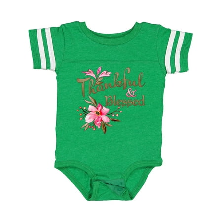 

Inktastic Thankful and Blessed Inspirational Saying with Pink Flowers Boys or Girls Baby Bodysuit