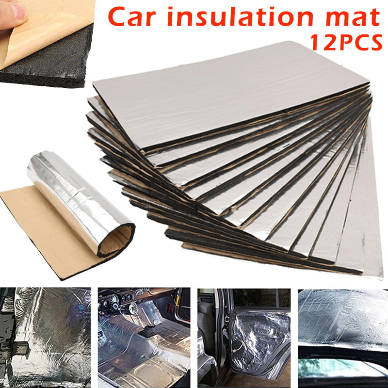 12pcs 19.2sqft 5mm Car Floor Door Sound Deadener Heat Insulation Mat 50 x 30cm