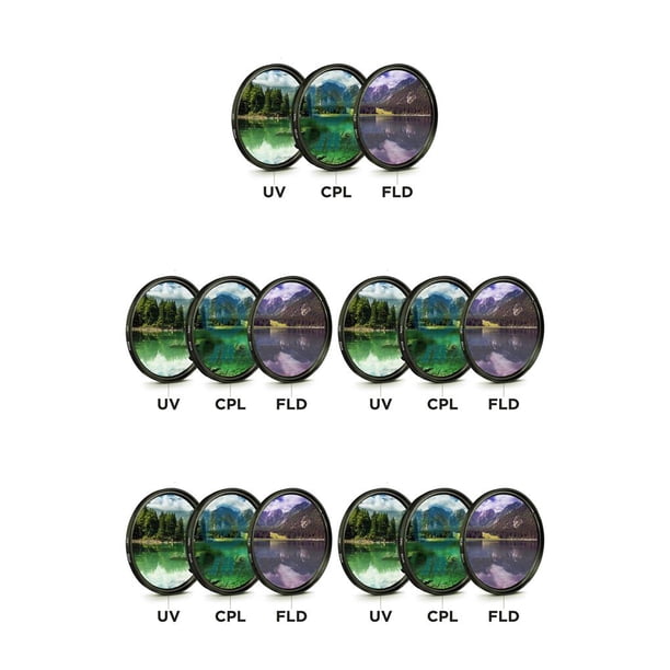 Sidaley Juego de filtros de lente CPL FLD de luz púrpura de 3 uds con cámara de bolsa 49MM 52MM 55MM 58MM 62MM 67MM 72MM 77MM reemplazo de Protector de Type5 NO5