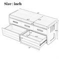 thumbnail image 4 of Rustic Storage Bench with 2 Drawers, Entryway Bench with Hidden Storage Space and 3 False Drawers at The Top, Wood Shoe Bench with Upholstered Cushion for Living Room, Entryway, Bedroom, 4 of 7