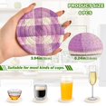 thumbnail image 2 of Yayeee 6 PCS Drink Coasters with Holder Set Woven Absorbent Round Tabletop Hot Pad, Purple and White Pattern, 2 of 7