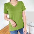 thumbnail image 5 of Ashirexll Short Sleeve Shirts for Women, Summer Tops for Women, Fashion Women's Casual Solid Color Loose Short Sleeve V-Neck Blouses Shirts, 5 of 6