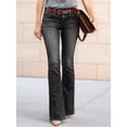 thumbnail image 4 of Boot Cut Jeans for Women Mid Waist Tummy Control Trendy Flare Jeans Straight Denim Pants Black 4XL, 4 of 6