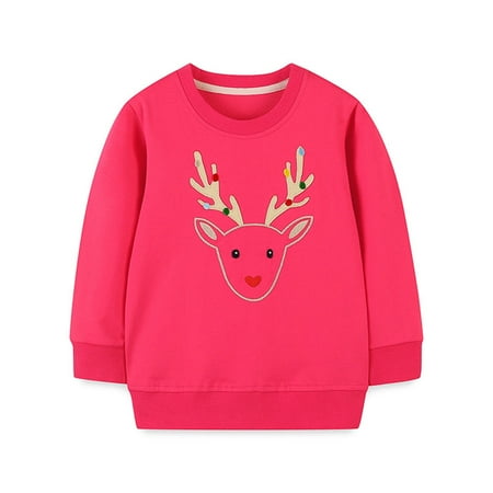 

Dr.Eam Little Girls Sweatshirts Baby Toddler Boys Girls Cotton Crewneck Sweatshirt Christmas Clothing 1 To 7Y Fashion Tops Casual Soft Dailywear Pink 1 Y-2 Y
