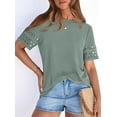 thumbnail image 4 of PRETTYGARDEN Summer Tops for Women Lace Short Sleeve T-Shirts Casual Blouses Spring Fashion Clothes Vacation Outfits, 4 of 8