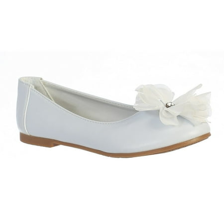 Girls White Rhinestone Flower Lucy Special Occasion Dress Shoes 5-10 Toddler