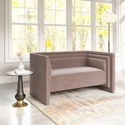 ZUO Trippel Soft Velvet Fabric Upholstered Loveseat in Taupe