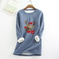 thumbnail image 2 of Hauts à Col Haut pour Femmes Automne et Hiver Mode Décontractée Tempérament Peluche Chaude sous-Couche Imprimé de Noël Chandail Manches Longues Col Rond Long Pulls de Noël pour Femmes, 2 of 5