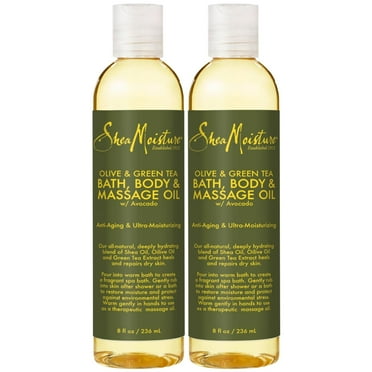 SheaMoisture Olive & Green Tea Bath, Body & Massage Oil 2-Pack â€“ Avocado Oil, Anti-Aging & Ultra-Moisturizing for Dry Skin, 8 Oz Ea