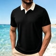 thumbnail image 2 of IhhxPro Men's Color Block Collared Shirt Quick Dry Short Sleeve Black T-Shirt Casual Golf Athletic Performance Slim Fit Summer XS-XL, 2 of 9