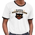 thumbnail image 2 of Happy Meow-lo-ween Ringer Tee Shirt Unisex Medium White/Black, 2 of 5