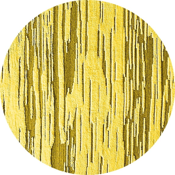 Ahgly Company Indoor Round Solid Yellow Modern Area Rugs, 3' Round