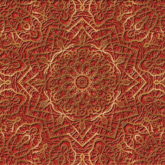 Ahgly Company Indoor Square Patterned Papaya Orange Area Rugs, 4' Square