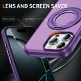 thumbnail image 4 of Designed for iPhone 15 Magnetic Phone Case,With 360° Rotatable Contractile Ring Kickstand,Compatible with Mag-Safe,Shockproof Anti-Scratch Matte Translucent Durable Phone Case,Purple, 4 of 11