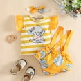 thumbnail image 4 of Lilgiuy Toddler Girls Summer Clothes Cute Cartoon Pattern Top with Straps Shorts Suit One-piece Headband Set Summer Sales, 4 of 5