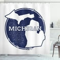 thumbnail image 1 of Ambesonne Michigan Shower Curtain, Grunge Rubber Stamp USA, 69"Wx70"L, Dark Blue White, 1 of 3
