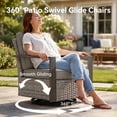 thumbnail image 3 of Unnifurnzi Outdoor Swivel Rocker Patio Chairs Set of 2-All Weather Wicker Swivel Patio Chairs Outdoor Chairs for Deck Porch Poolside Balcony-Gray/Gray, 3 of 7