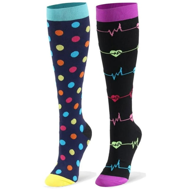 Bas de Compression pour Hommes et Femmes - 20-30 mmHg 2 à 6 Paires Bas de Compression pour Coureurs, Oedème