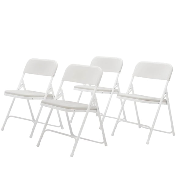 Pemberly Row 29.75" Premium Plastic Folding Chair in Bright White (Set of 4)