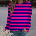 thumbnail image 2 of Fall Saving! HVOBTTY Womens Long Sleeve Pullover Sweatshirt, Fall Tops for Women, Women's Casual Striped Crew Neck Raglan Sleeve Pullover Sweatshirt Hot Pink, S, 2 of 5