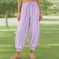 thumbnail image 2 of XUNKUSGA Harem Pants 2-14Y Loose Solid Color Baggy Pants Lightweight Soft Ice Silk Pants for Boys Girls Casual Breathable Elastic Waist Baby Girls Clothes,Purple, 2 of 5