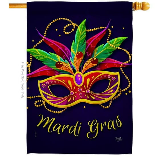 Breeze Decor H118018-BO Mardi Gras Springtime Double-Sided Garden Decorative House Flag, Multi Color