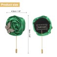 thumbnail image 2 of Uxcell Rose Lapel Pin for Men Suit with Leaf Chain Brooch Dark Green, 2 of 6