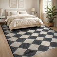 thumbnail image 3 of ODIKA 8'x10' Washable Area Rug Checkered Geometric Tonal Mosaic Layout Entry Music Long Entryway for King Size Bedroom Under Bed, Master Suite, Non-Shedding, Easy Care, 3 of 7
