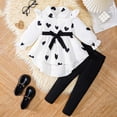 thumbnail image 2 of Wonitaaizi Toddler Girl Clothes Color Block Fall 2 Piece Outfit for Girls Long Sleeve Top +Pant Set (5-6 Years,White), 2 of 6