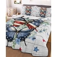 thumbnail image 3 of Quilts Twin Size, Navy Blue Butterfly 4th of July Soft Comforter Bedding Set for Bed, Independence Day Stars Wooden Lightweight Quilted Bedspread with Pillow Cover(2 Pieces), 68x86 Inch, 3 of 6