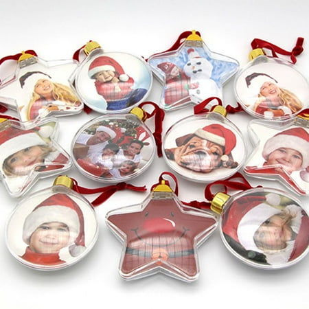 Christmas Tree Farm Photos Clear Plastic Xmas Tree Hanging Picture Frame Ornament DIY Christmas Holiday Party Valentine's Day Decorations ZEDWELL ()