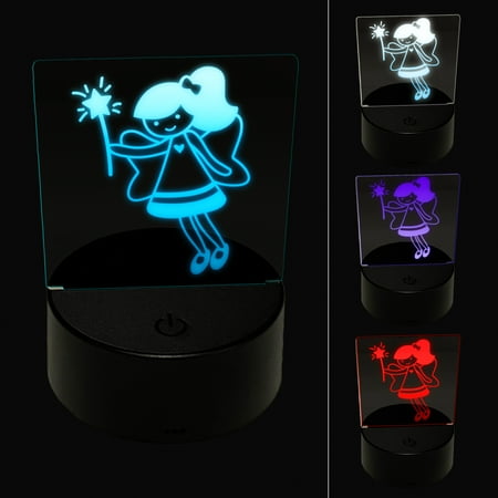 

Sweet Fairy with Wand LED Night Light Sign 3D Illusion Desk Nightstand Lamp