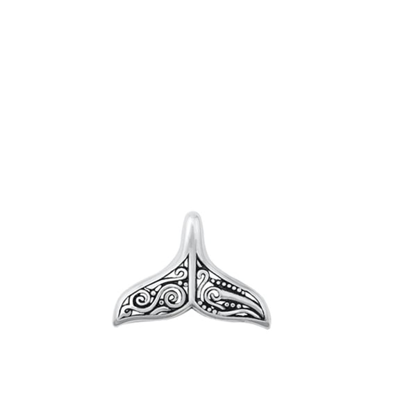 Sterling Silver Filigree Whale Tail Pendant Vintage Oxidized Charm 925 Jewelry Female Unisex