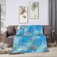 thumbnail image 3 of Mosaic Blue Watercolor Pattern Throw Blanket,Super Soft Anti-Pilling Flannel Bed Blankets, 40"x30", 3 of 8