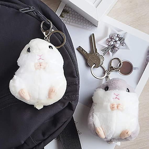 Llavero De Felpa Con Colgante De Hámster - Gris, Adorable Accesorio Para Bolsos, Llaves O Mochilas