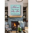 thumbnail image 4 of MuralMax Inspirational Quote Wall Decor - Bless This Home & All Who Canvas Art - Gifts For Wedding Anniversary, Bridal Showers, Parents, Grandparents, Office Parties - Color - Aqua - Size - 24 x 24, 4 of 5