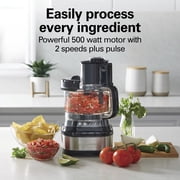 Hamilton Beach Stack & Snap 10-Cup Food Processor, 500 W, 2-Speed with Pulse, Extra-Large Chute and Bowl Scraper, Black