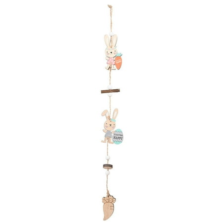 

Easter Wooden Hanging Pendant Double Rabbit Shape Home Party Decoration B