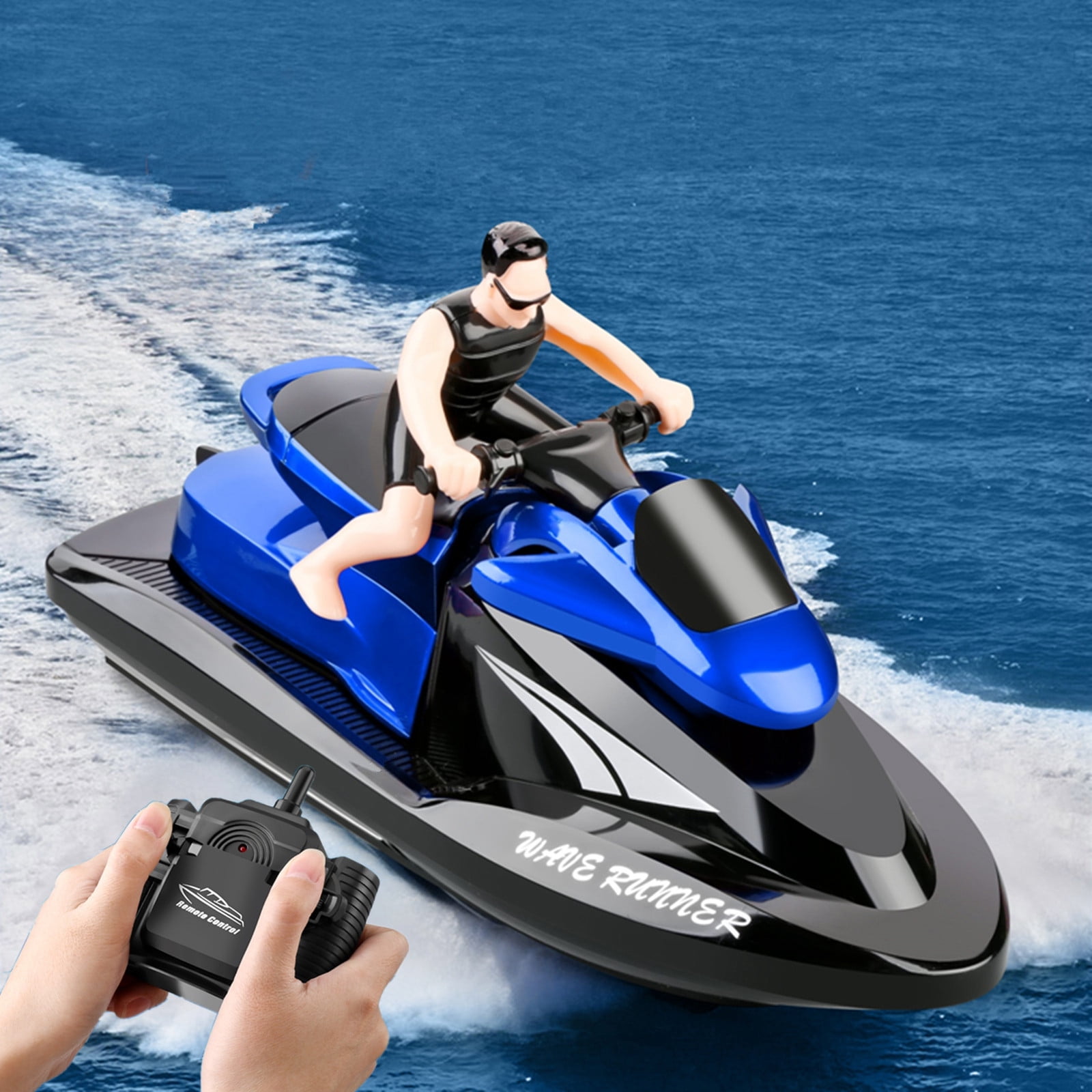 SIYTUAU Remote Control Speed Boat Water Toy 2.4G Wireless Rechargeable High Speed Racing Yacht For Pool Lake Blue Plastic Marine Vehicle Blue