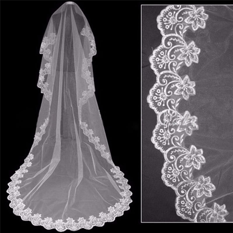 White Ivory Cathedral Length Lace Edge Bride Wedding Bridal Long 150NWCA 