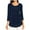 Navy, variant on Womens Dressy Tops Crewneck 3/4 Sleeve Tunic Tops Pleated Front Double Layers Elastic Mesh Casual Flowy Work Shirts Navy S