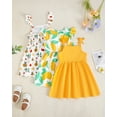 thumbnail image 4 of KIMI BEAR 3T Toddler Girls Summer Dress 4T Toddler Girls Sundress 3 Packs Sleeveless Halter A-line Dresses Solid Color Lemon Print Floral Beach Clothing Yellow, 4 of 10