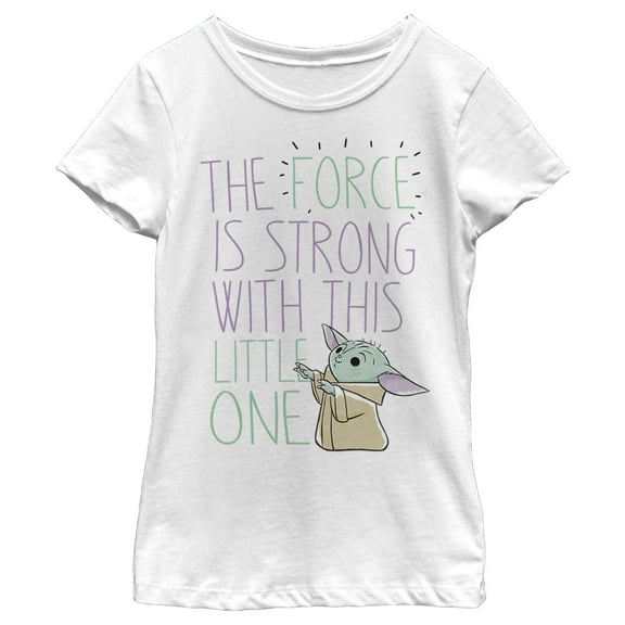 Girl's Star Wars: The Mandalorian The Child The Force is Strong  Graphic Tee White X Small